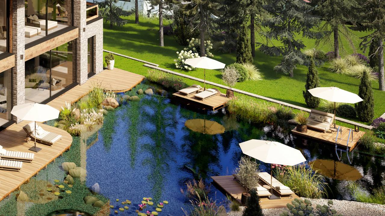 Neuer Natur-Badeteich beim Sky Spa