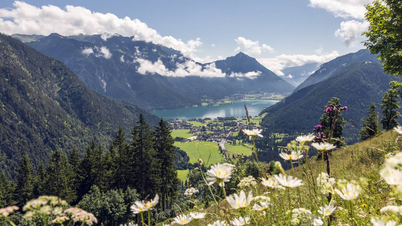 A couple hiking in the Tyrolean Alps