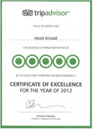 tripadvisor certificate of excellence 2012